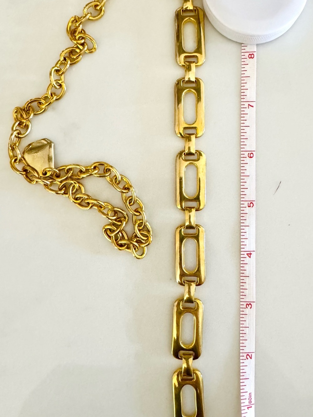 VTG Gold Geometric Link Chain Belt | Adjustable Waist Accessory - Picture 11 of 15
